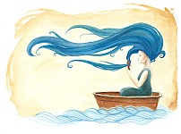 Vlny, knižná ilustrácia, akvarel, 40x30 cm, 2022