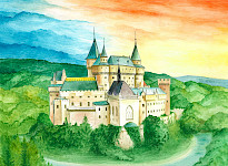 Bojnice, akvarel, 30x40 cm, 2024